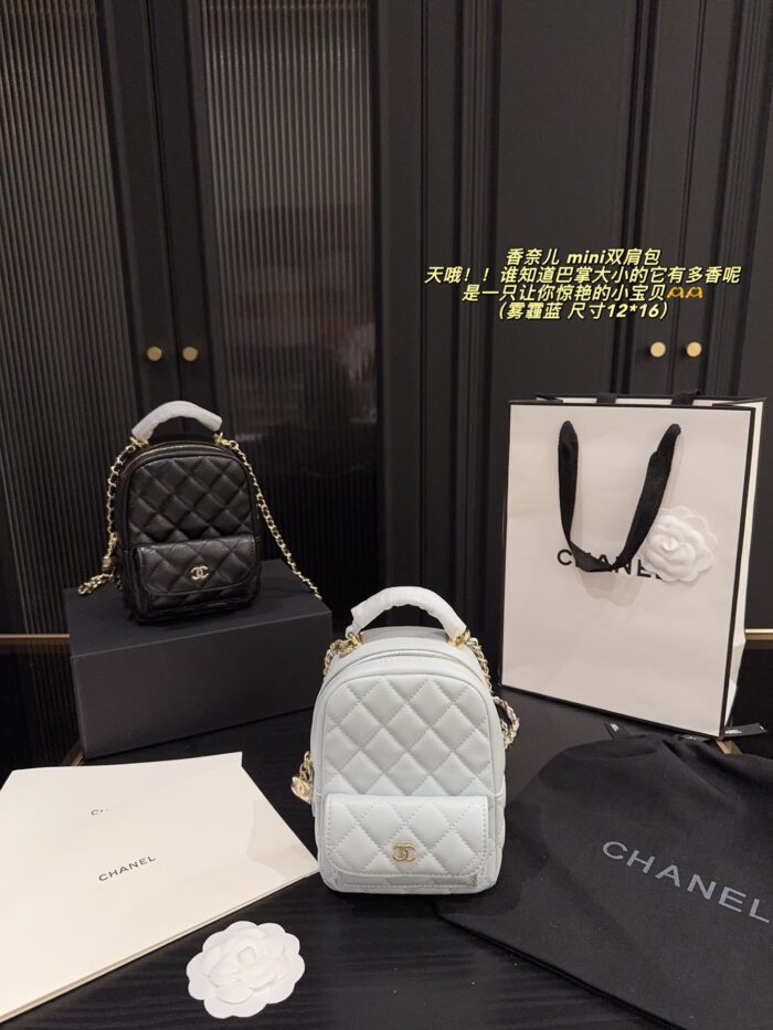 Chanel Mini Backpack - Diamond Quilted Grained Leather With Small Pocket - Durable And Hard-Wearing - Image 14