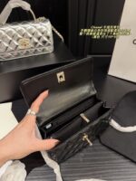 Chanel 24S Spring/Summer Pearl Handbag Black & Champagne Gold Lambskin With Multiple Compartments - Image 5