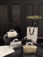 Chanel 24S Spring/Summer Pearl Handbag Black & Champagne Gold Lambskin With Multiple Compartments - Image 10