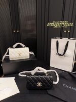 Chanel 24S Spring/Summer Pearl Handbag Black & Champagne Gold Lambskin With Multiple Compartments - Image 12