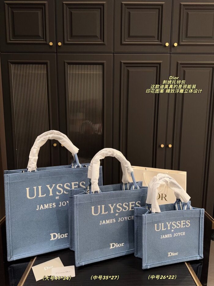 Dior Embroidered Tote Bag Printed Embossed Design Shoulder/Handheld Generous Capacity - Image 1