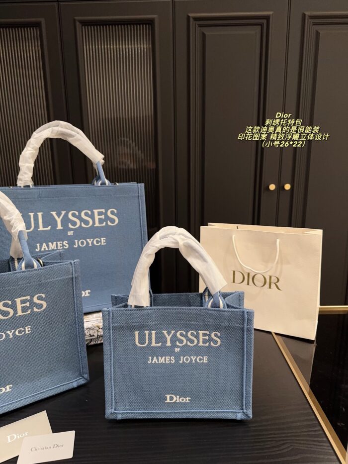 Dior Embroidered Tote Bag Printed Embossed Design Shoulder/Handheld Generous Capacity - Image 4