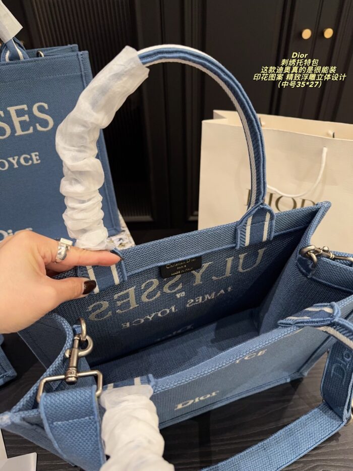 Dior Embroidered Tote Bag Printed Embossed Design Shoulder/Handheld Generous Capacity - Image 5