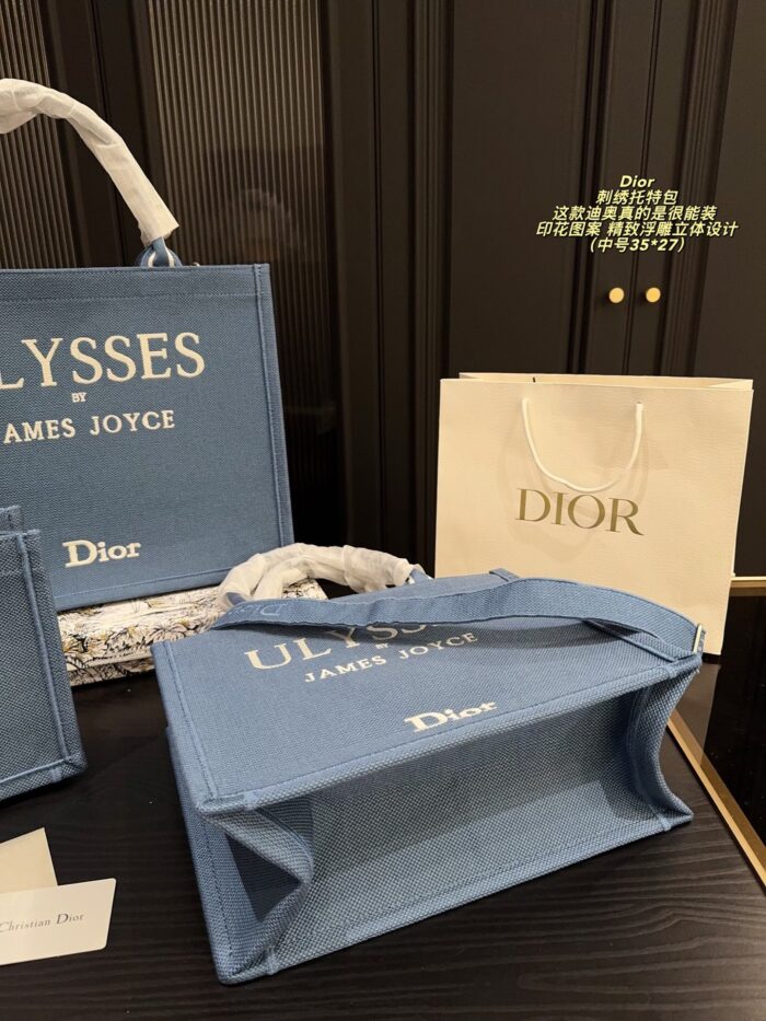 Dior Embroidered Tote Bag Printed Embossed Design Shoulder/Handheld Generous Capacity - Image 6