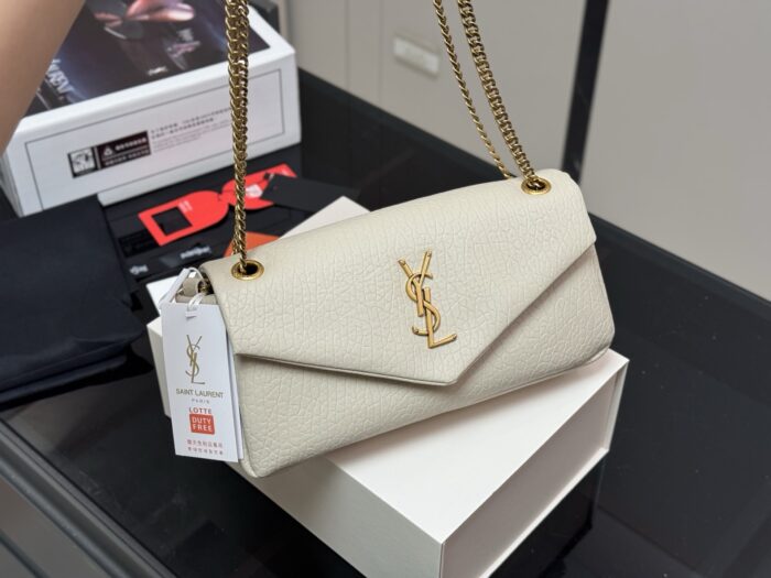 Yves Saint Laurent Calypso Lambskin-Patterned Chain-Handle Underarm Bag - Image 2