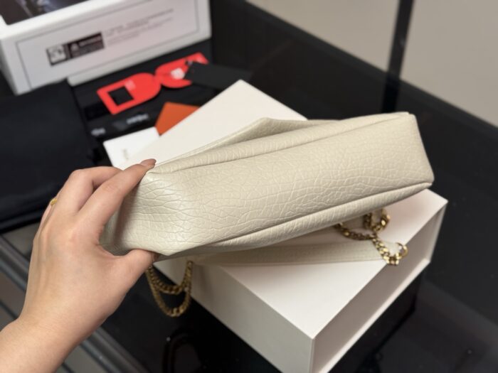 Yves Saint Laurent Calypso Lambskin-Patterned Chain-Handle Underarm Bag - Image 8