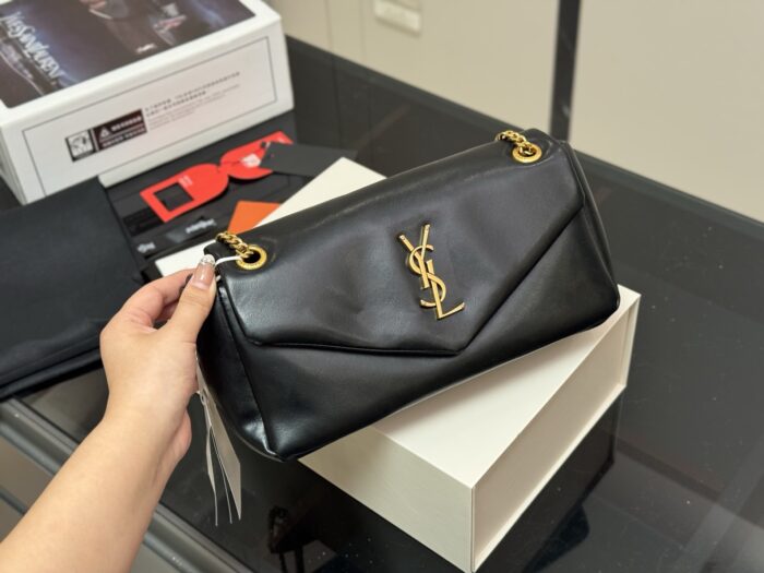 Yves Saint Laurent Calypso Lambskin-Patterned Chain-Handle Underarm Bag - Image 1