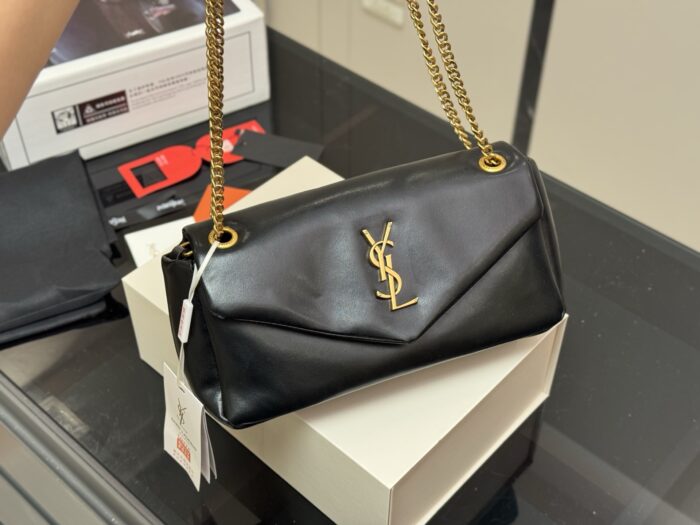 Yves Saint Laurent Calypso Lambskin-Patterned Chain-Handle Underarm Bag - Image 2