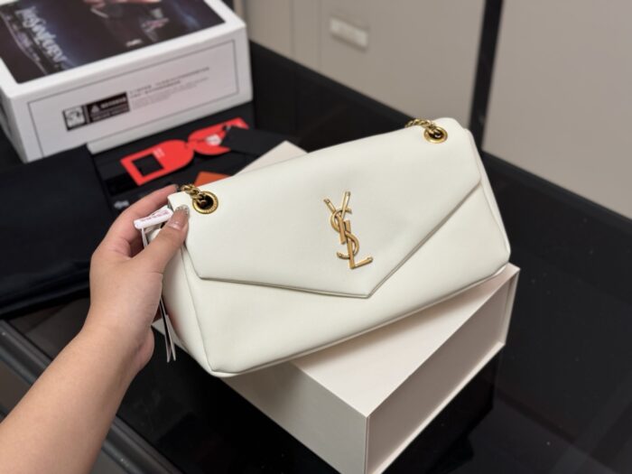 Yves Saint Laurent Calypso Lambskin-Patterned Chain-Handle Underarm Bag - Image 11