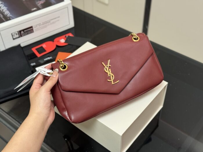 Yves Saint Laurent Calypso Lambskin-Patterned Chain-Handle Underarm Bag - Image 12