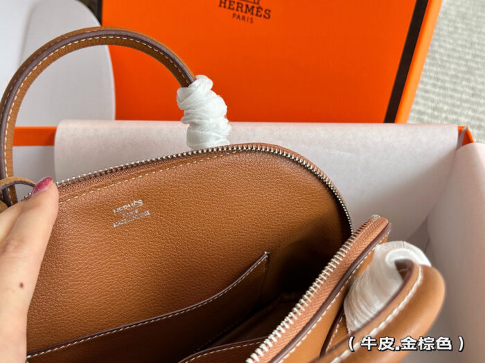 Hermès Bolide Calfskin Shell Bag Adorable And Practical Complimentary Hardware And Pony Charm - Image 6
