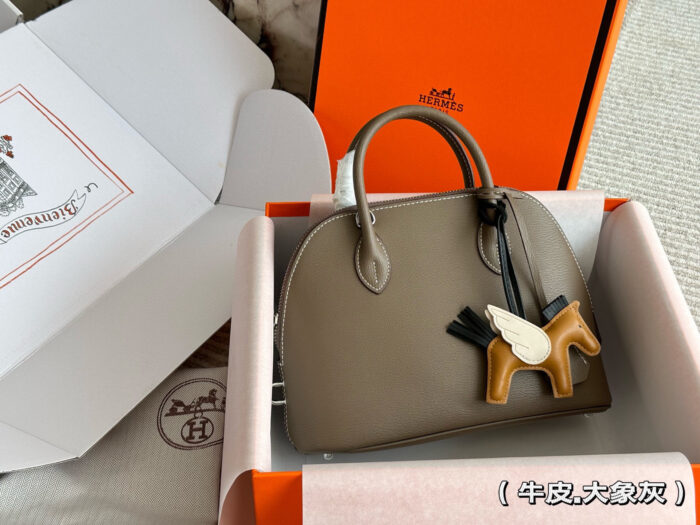 Hermès Bolide Calfskin Shell Bag Adorable And Practical Complimentary Hardware And Pony Charm - Image 11