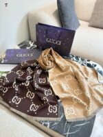 Gucci Gg Jacquard Reversible Wool Scarf Retro-Chic, Warm, Versatile For Wrapping Or Draping - Image 4
