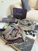 Gucci Double G Emblem Reversible Square Scarf Velvet Blend Soft And Warm Timeless Classic