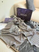 Gucci Double G Emblem Reversible Square Scarf Velvet Blend Soft And Warm Timeless Classic - Image 2