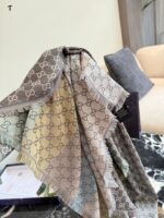 Gucci Double G Emblem Reversible Square Scarf Velvet Blend Soft And Warm Timeless Classic - Image 3