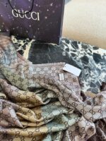 Gucci Double G Emblem Reversible Square Scarf Velvet Blend Soft And Warm Timeless Classic - Image 5