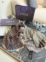 Gucci Double G Emblem Reversible Square Scarf Velvet Blend Soft And Warm Timeless Classic - Image 7