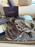 Gucci Double G Emblem Reversible Square Scarf Velvet Blend Soft And Warm Timeless Classic - Image 8