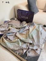 Gucci Double G Emblem Reversible Square Scarf Velvet Blend Soft And Warm Timeless Classic - Image 9