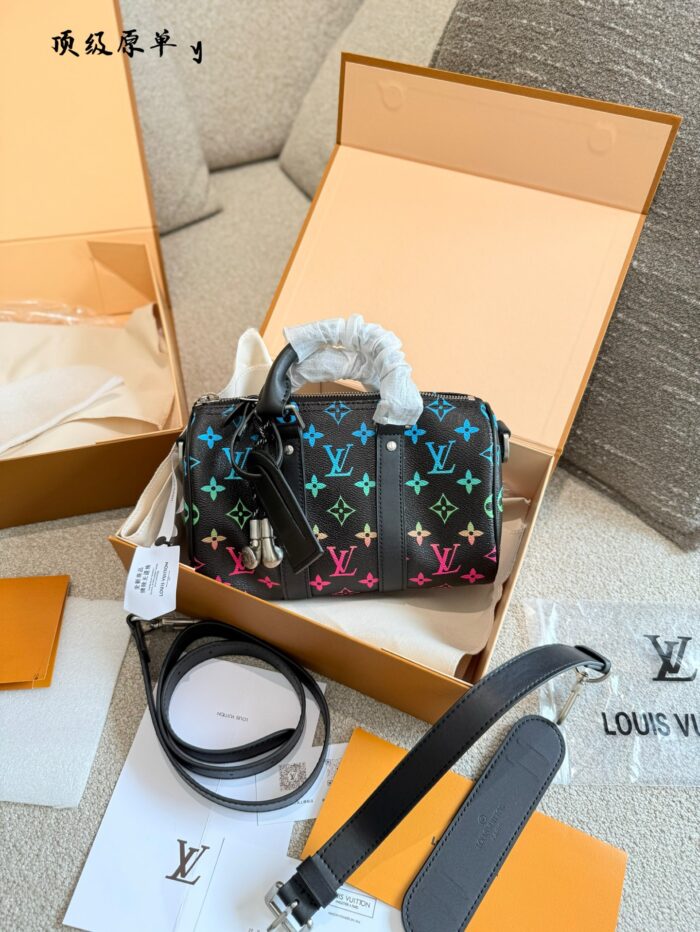 Louis Vuitton Keepall 25 Gradient Rainbow Monogram Bag Built-In Nfc Multiple Carrying Options Water-Resistant & Dirt-Resistant - Image 1