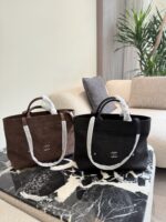 Chanel Satin Leather Shopping Bag (Double C Logo)