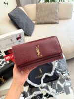 Yves Saint Laurent Sunset V Series Crocodile-Embossed Chain Bag With Mirror Included In Double Box - Image 2