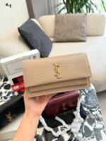 Yves Saint Laurent Sunset V Series Crocodile-Embossed Chain Bag With Mirror Included In Double Box - Image 3