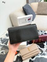 Yves Saint Laurent Sunset V Series Crocodile-Embossed Chain Bag With Mirror Included In Double Box - Image 8