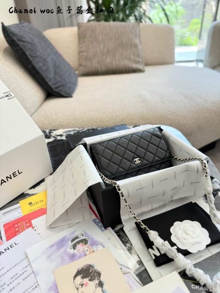 Chanel Woc Series Caviar Black Silver Quilted Chain Bag - Image 1