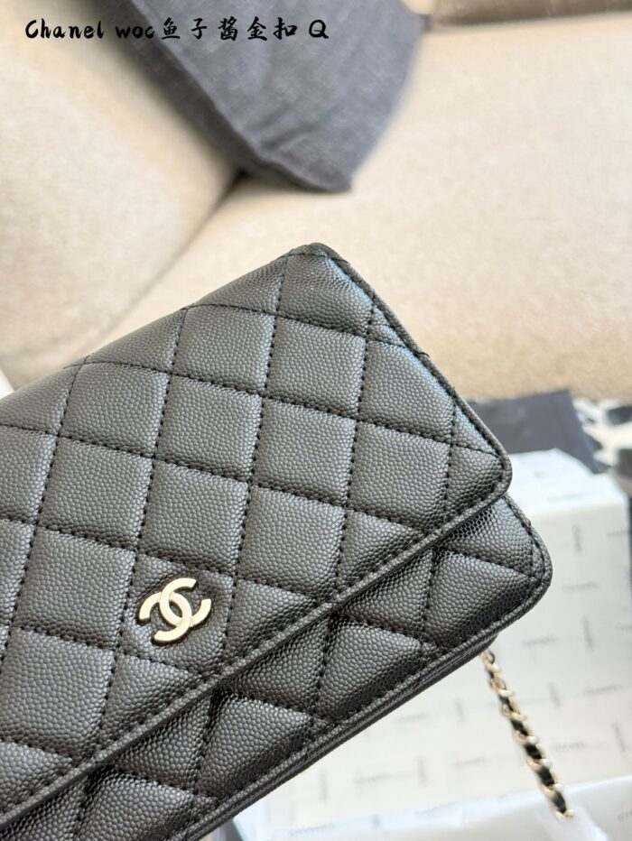 Chanel Woc Series Caviar Black Silver Quilted Chain Bag - Image 4
