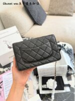 Chanel Woc Series Caviar Black Silver Quilted Chain Bag - Image 7