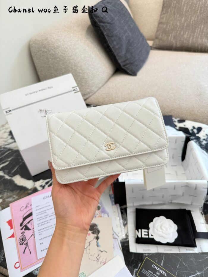 Chanel Woc Series Caviar Black Silver Quilted Chain Bag - Image 16