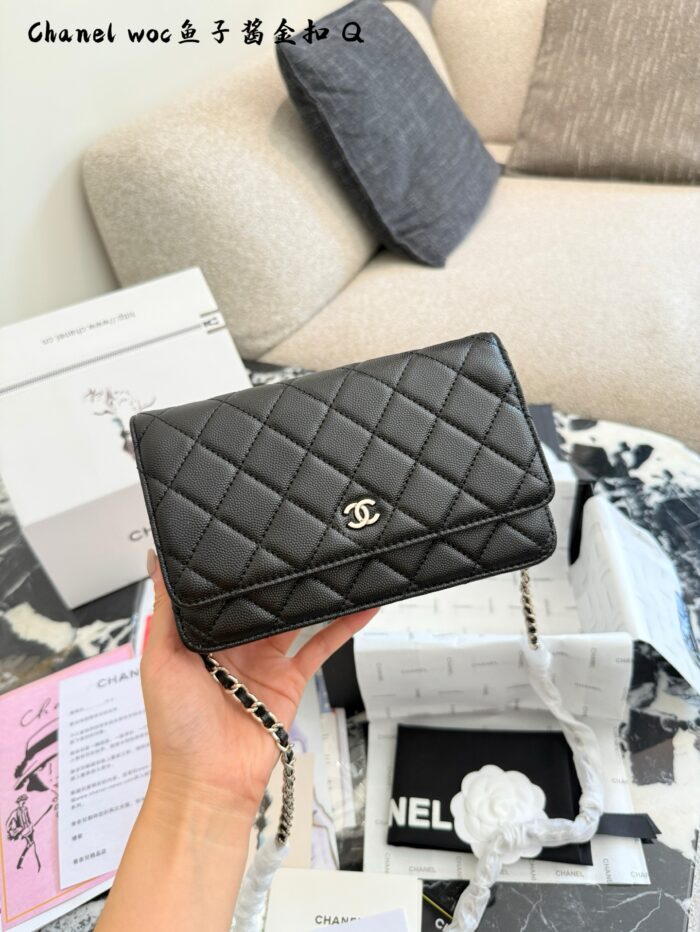 Chanel Woc Series Caviar Black Silver Quilted Chain Bag - Image 17