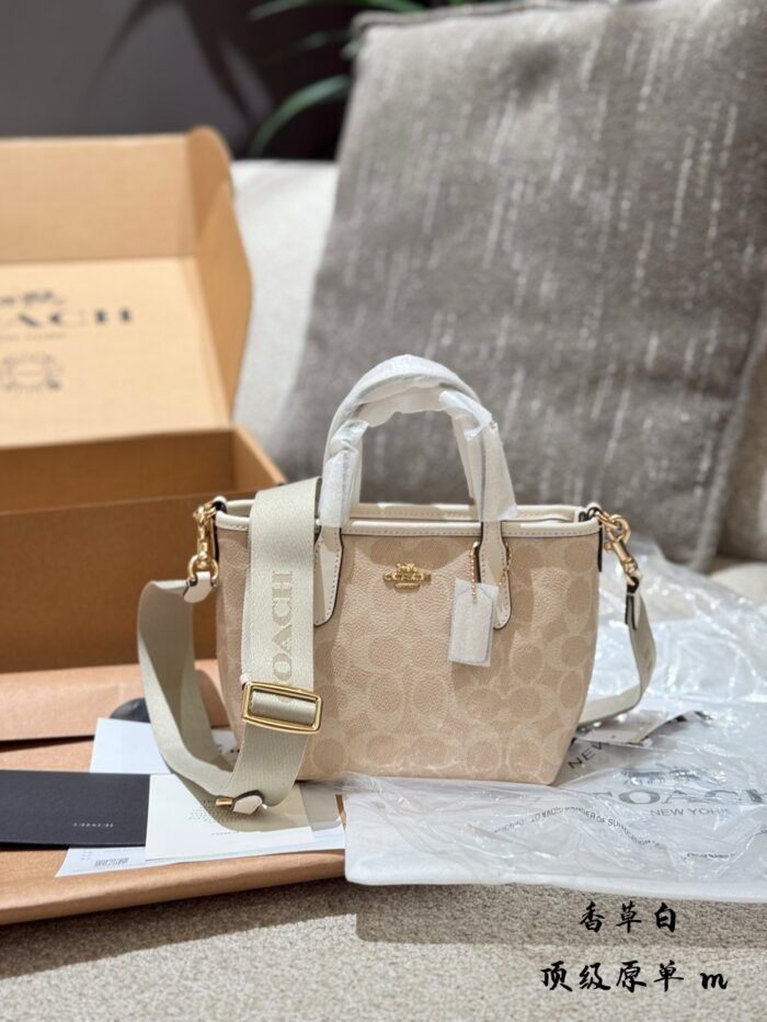 Coach City Series Mini Tote Bag Chalk White | Compact & Delicate | Sweet & Youthful Canvas Shoulder Strap | Casual & Spacious - Image 1