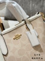 Coach City Series Mini Tote Bag Chalk White | Compact & Delicate | Sweet & Youthful Canvas Shoulder Strap | Casual & Spacious - Image 2