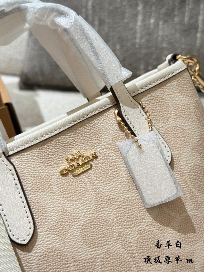 Coach City Series Mini Tote Bag Chalk White | Compact & Delicate | Sweet & Youthful Canvas Shoulder Strap | Casual & Spacious - Image 2