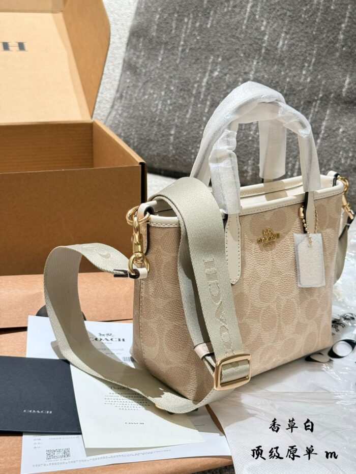Coach City Series Mini Tote Bag Chalk White | Compact & Delicate | Sweet & Youthful Canvas Shoulder Strap | Casual & Spacious - Image 3