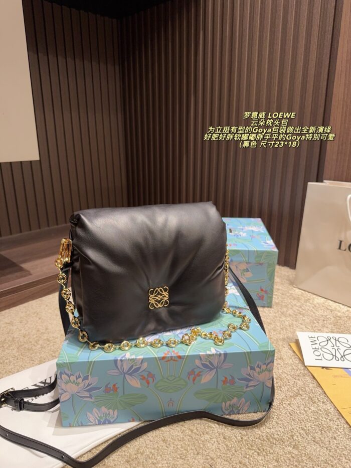 Loewe Goya Cloud Pillow Bag Goose Down-Filled Detachable Gold Chain Soft And Plush - Image 10