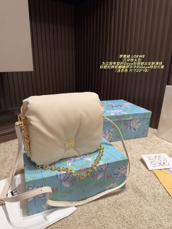 Loewe Goya Cloud Pillow Bag Goose Down-Filled Detachable Gold Chain Soft And Plush - Image 17
