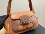 Prada Patchwork Leather Strap Vintage Underarm Bag Niche And Unlikely To Clash With Others - Image 3