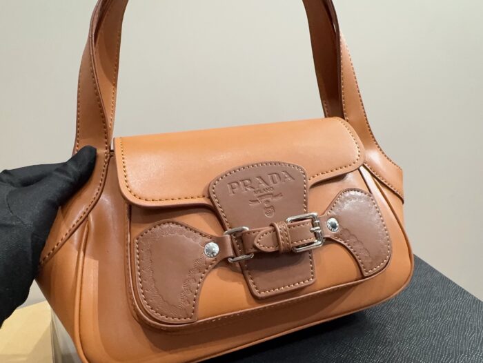 Prada Patchwork Leather Strap Vintage Underarm Bag Niche And Unlikely To Clash With Others - Image 3