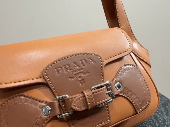 Prada Patchwork Leather Strap Vintage Underarm Bag Niche And Unlikely To Clash With Others - Image 6