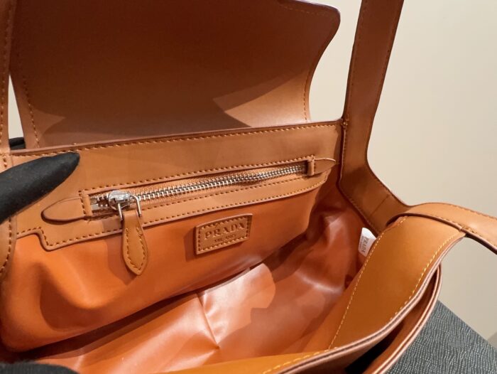 Prada Patchwork Leather Strap Vintage Underarm Bag Niche And Unlikely To Clash With Others - Image 9