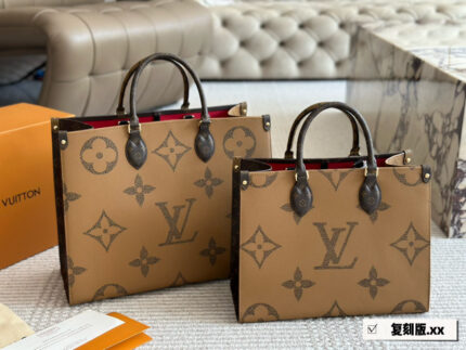 Louis Vuitton On The Go Large Logo Matching Pattern Shopping Tote