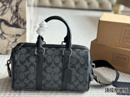 Coach Gotham 24 Classic Logo Canvas With Leather Unisex Pillow Bag