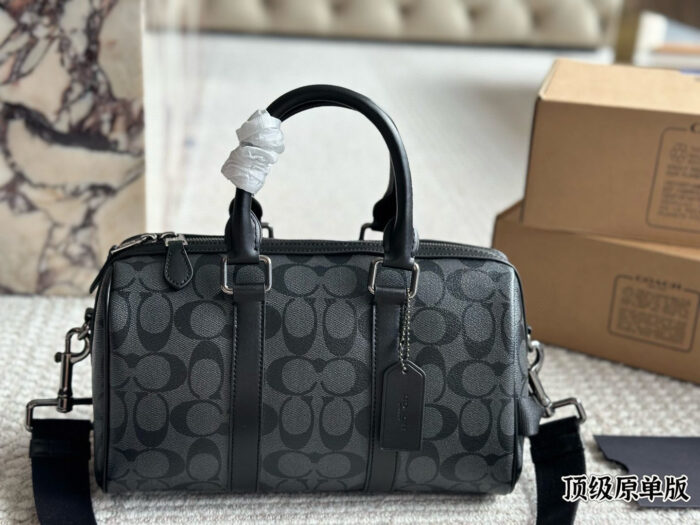 Coach Gotham 24 Classic Logo Canvas With Leather Unisex Pillow Bag - Image 6