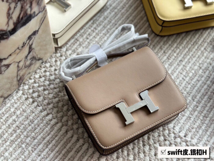 Hermès Kang Kang Bag (Stewardess Bag) Swift Calf Leather With Silver Buckle Authentic Hand-Stitched Complete Original Logo - Image 5