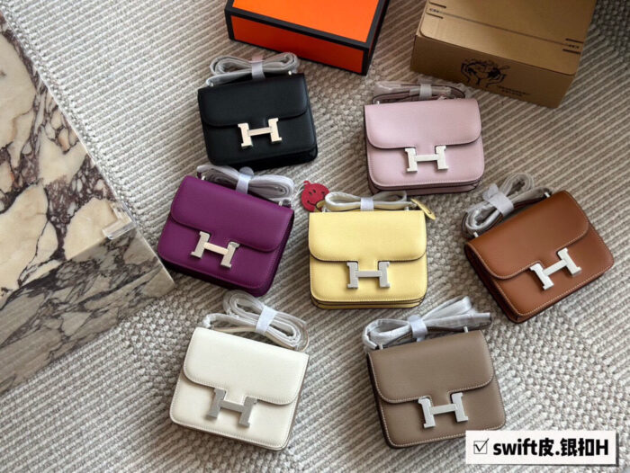 Hermès Kang Kang Bag (Stewardess Bag) Swift Calf Leather With Silver Buckle Authentic Hand-Stitched Complete Original Logo - Image 10