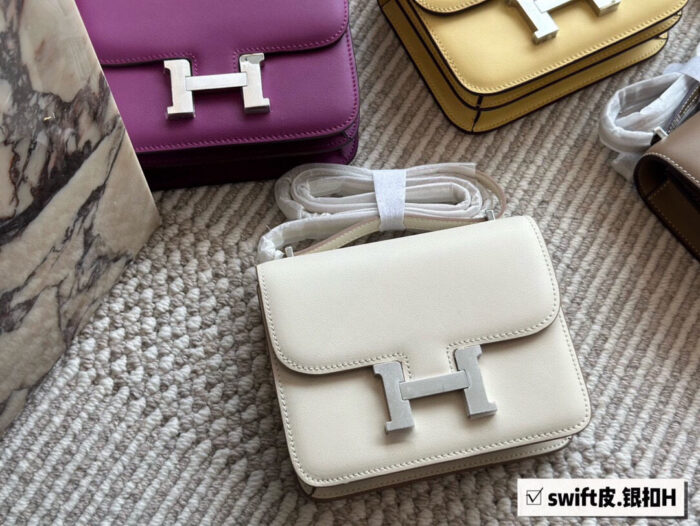 Hermès Kang Kang Bag (Stewardess Bag) Swift Calf Leather With Silver Buckle Authentic Hand-Stitched Complete Original Logo - Image 11